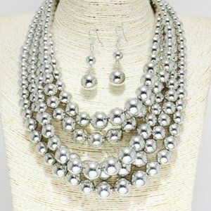 Silver, Pearl Layered Necklace